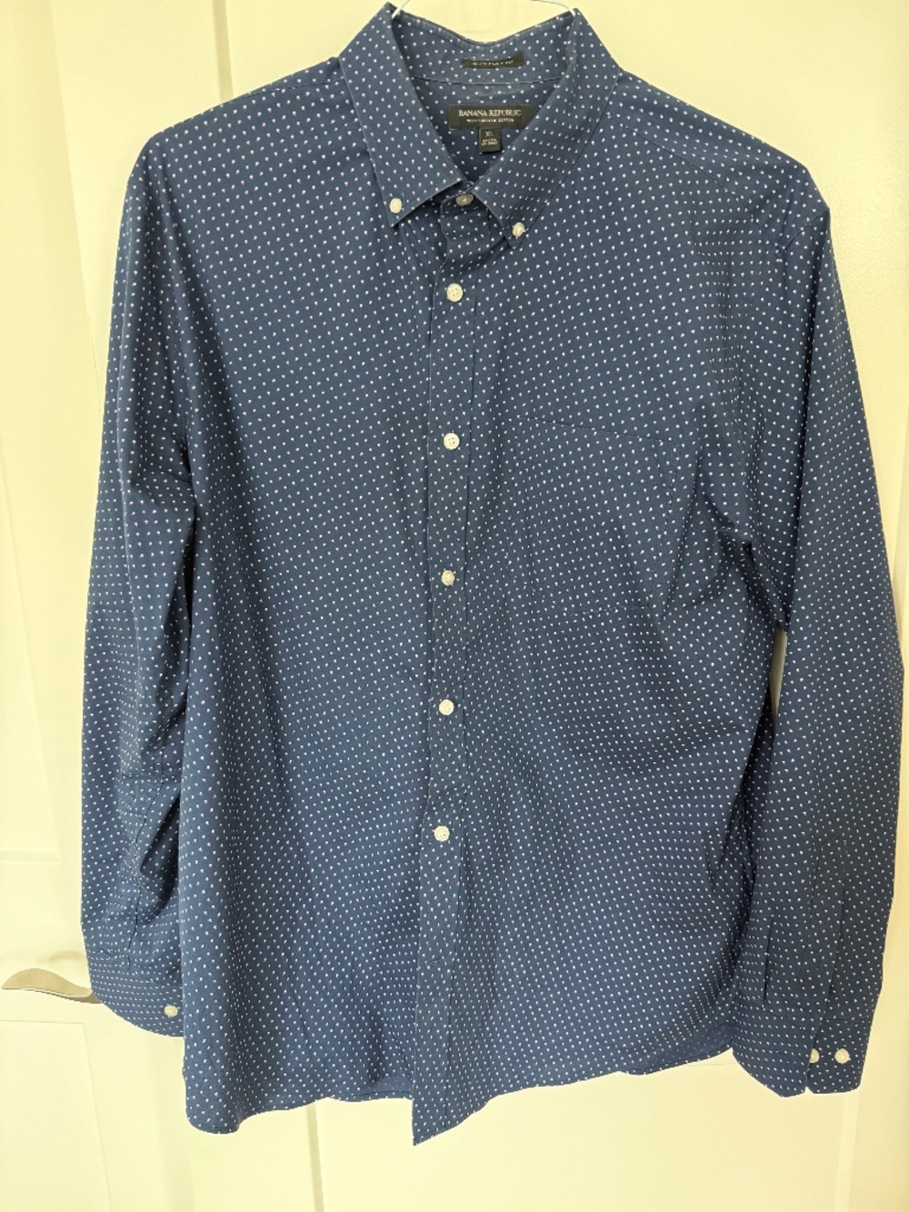 Mens XL Banana Republic Dress Shirt Tech Stretch Cotton Blue